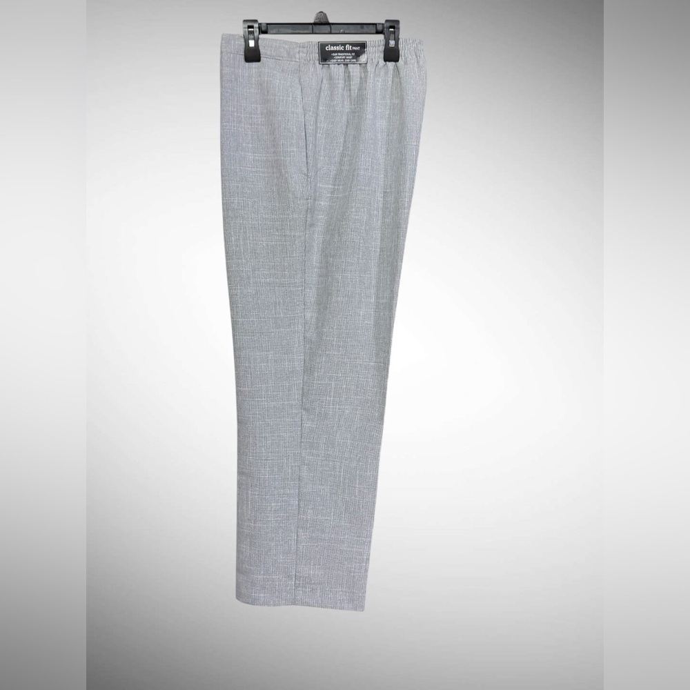 Alfred Dunner Classic Fit Pants 14P Gray Micro-Check NWT